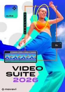 Movavi Video Editor 2026 Interface with AI Background Removal and Motion Tracking Features