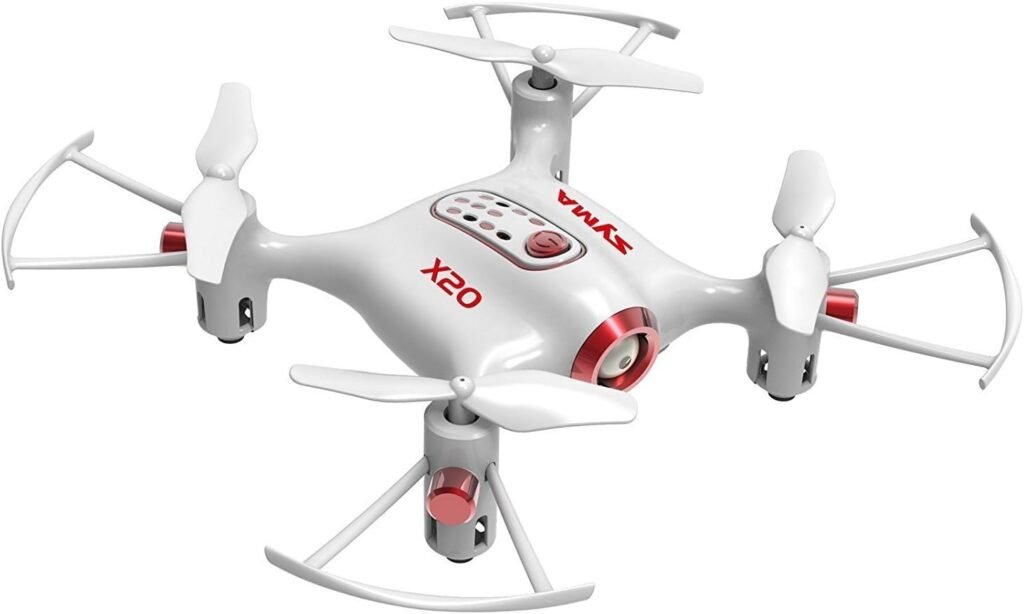 white cheerwing syma x20 mini pocket drone with auto hovering feature for beginners and kids