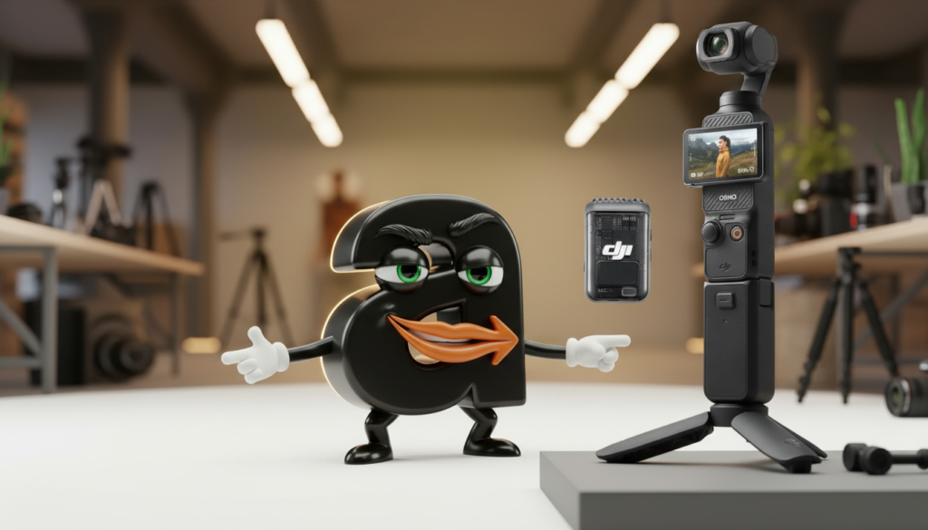 DJI Osmo Pocket 3 Creator Combo featuring the 1-inch CMOS handheld camera, DJI Mic 2 transmitter, and battery handle on a clean studio background, optimized for 2026 vlogging gear SEO.